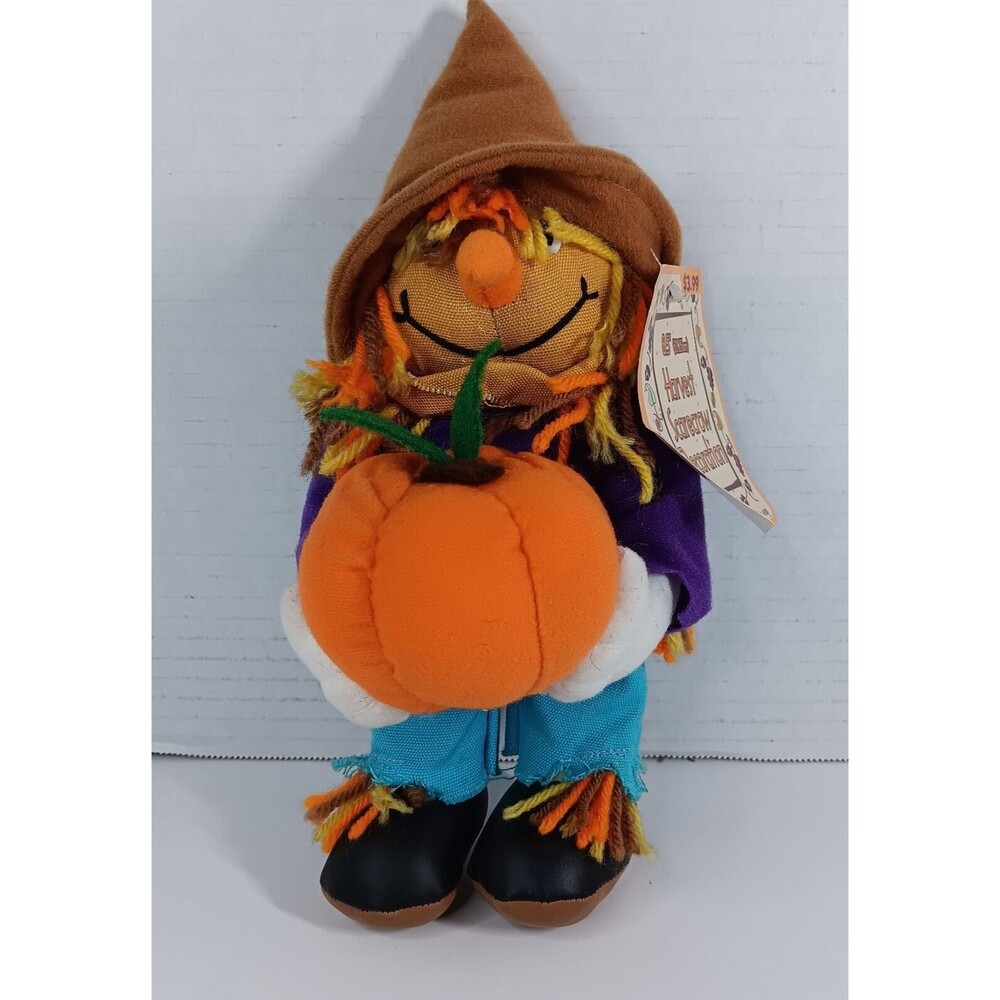Chrisha Creations 1988 Scarecrow Plush Pumpkin Halloween Thanksgiving Decor Fall